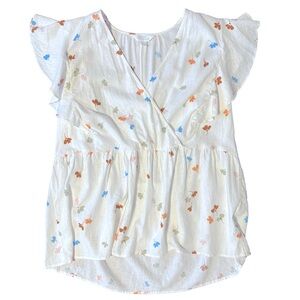 Market & Spruce Linen Blend Flutter Cap Sleeve Tank Top 1X